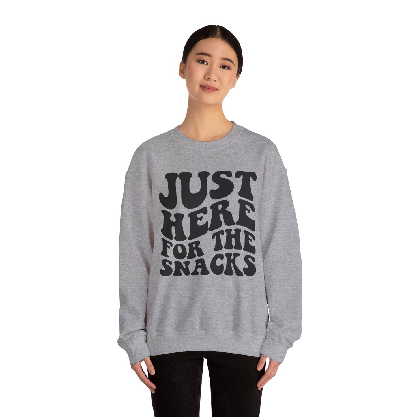 Just Here for the Snacks Crewneck Sweatshirt - Cozy Unisex Heavy Blend Pullover