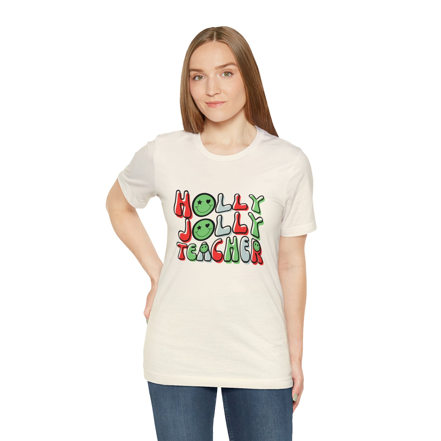 Holly Jolly Teacher 2024 Unisex Jersey Short Sleeve Tee