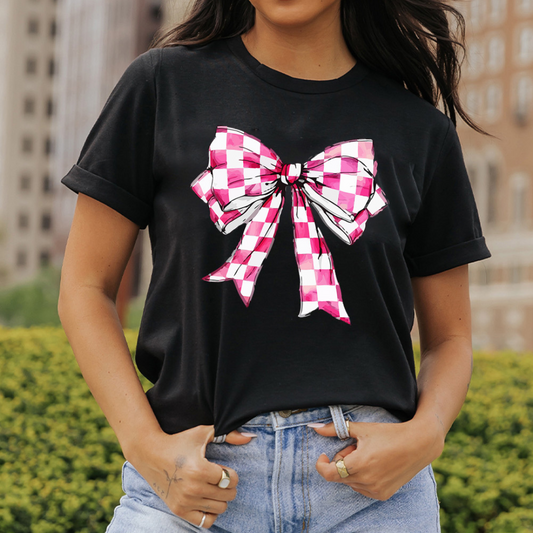 Checkered Bow Graphic Tee