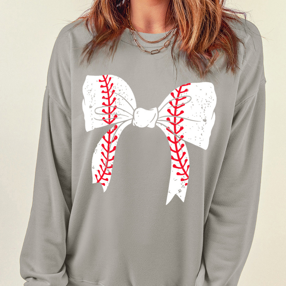 Baseball Bow Crewneck Sweatshirt