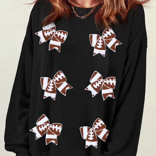 Football Bows Crewneck Sweatshirt