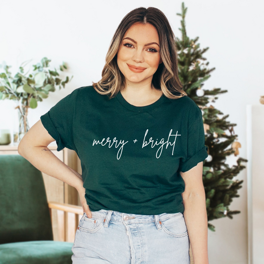 Merry + Bright Cursive Tee