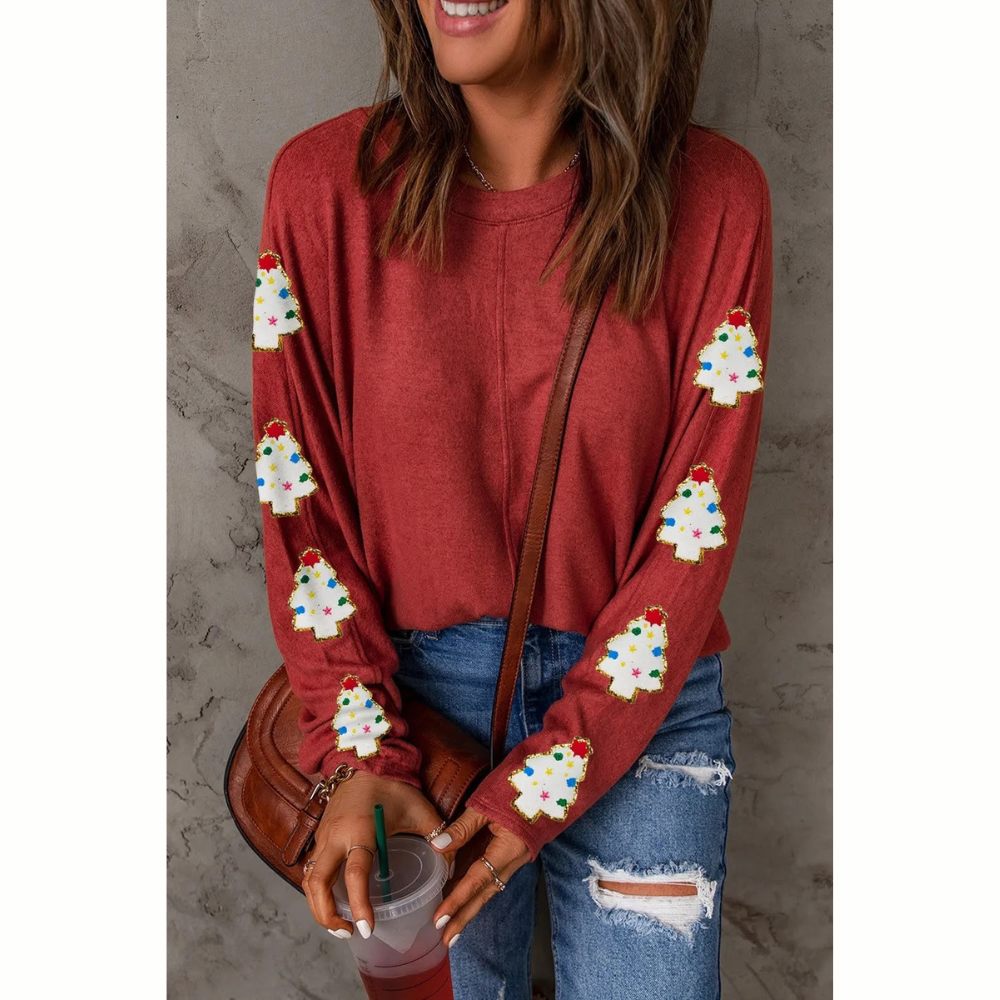 Christmas Tree Patches Long Sleeve Top