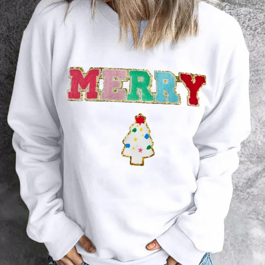 Merry Tree Patchwork Sweatshirt