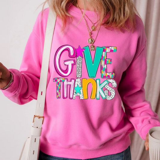 Give Thanks Pink Sweatshirt