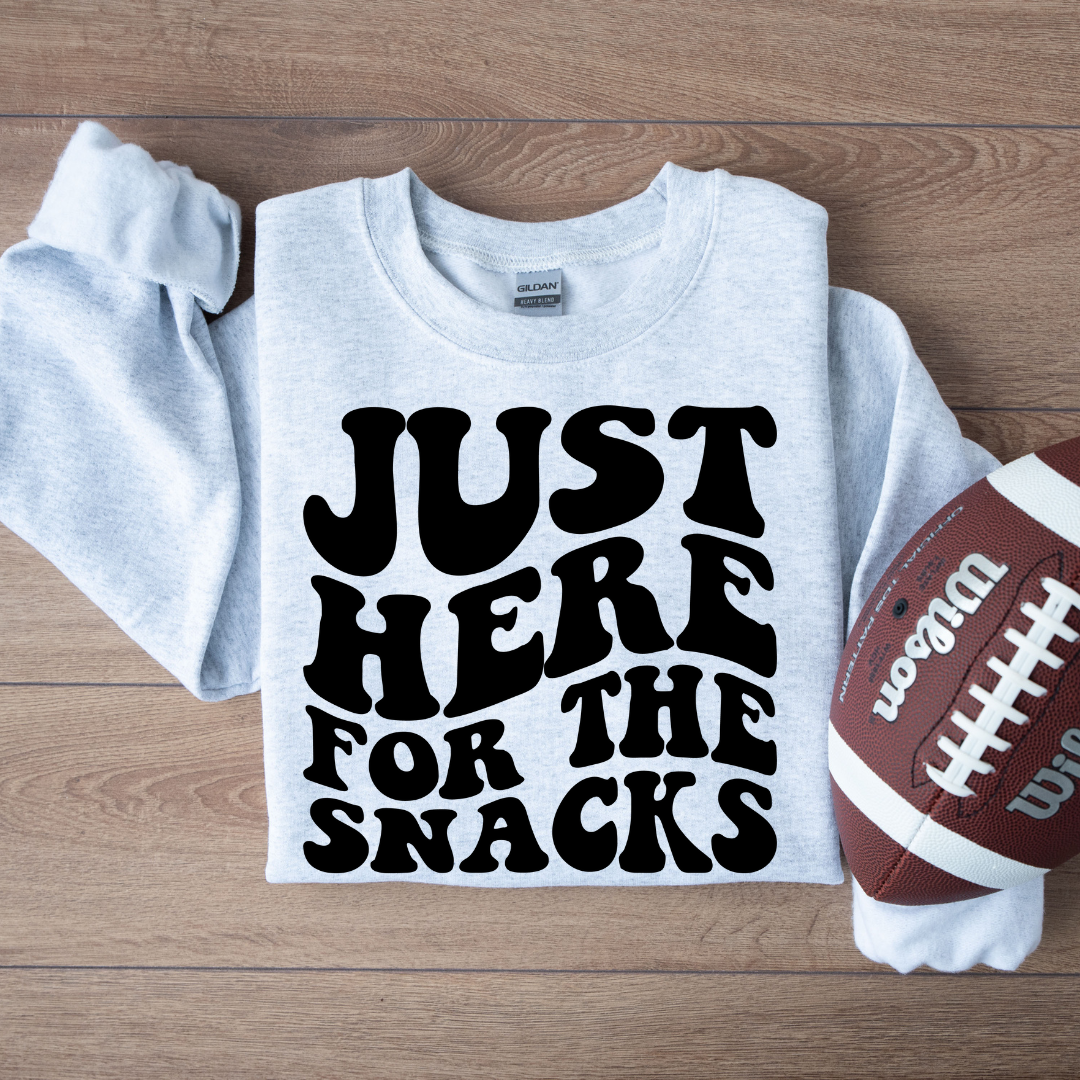 Just Here for the Snacks Crewneck Sweatshirt - Cozy Unisex Heavy Blend Pullover