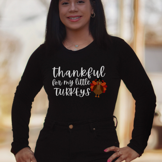 Thankful for My Little Turkeys Unisex Jersey Long Sleeve Tee