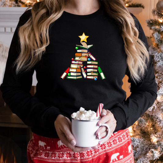 Holiday Tree of Books Unisex Jersey Long Sleeve Tee