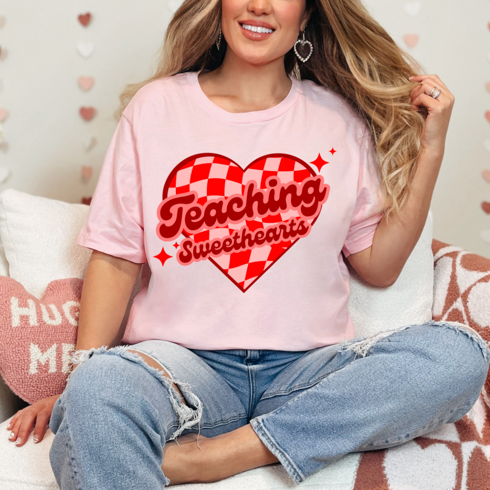 Teaching Sweethearts Retro Checkered Unisex Jersey Short Sleeve Tee