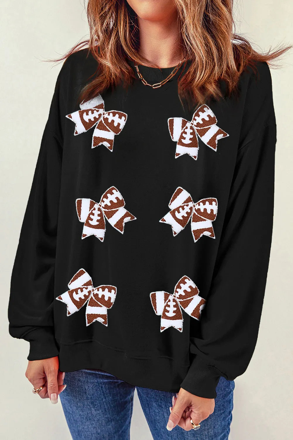 Football Bows Crewneck Sweatshirt