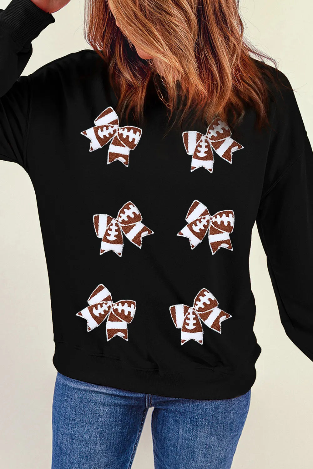 Football Bows Crewneck Sweatshirt