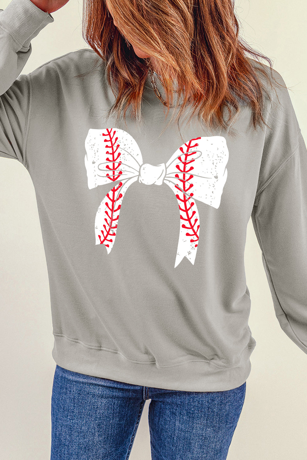 Baseball Bow Crewneck Sweatshirt