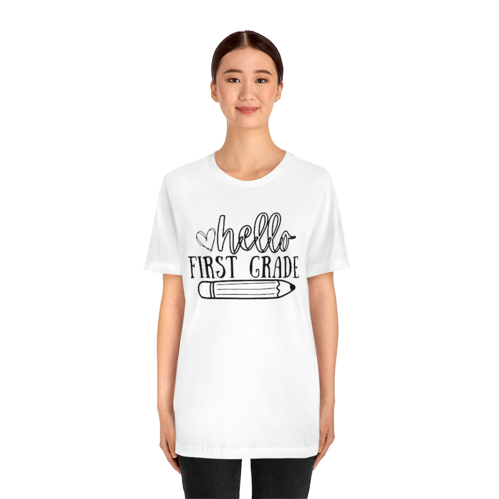 Hello First Grade Unisex Jersey Short Sleeve Tee