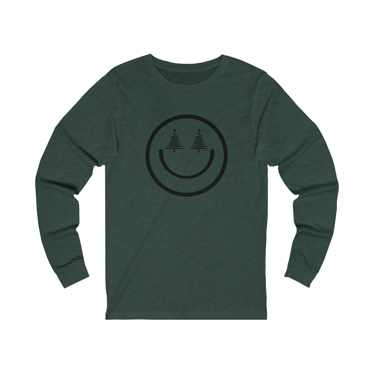 Smiley Face Holiday Trees Unisex Jersey Long Sleeve Tee