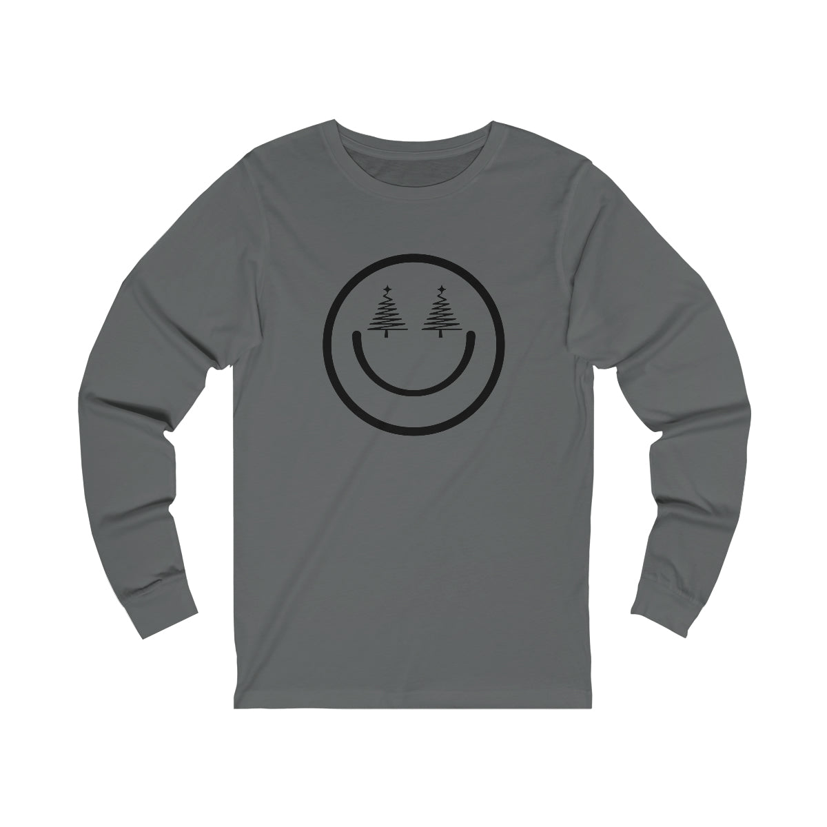 Smiley Face Holiday Trees Unisex Jersey Long Sleeve Tee