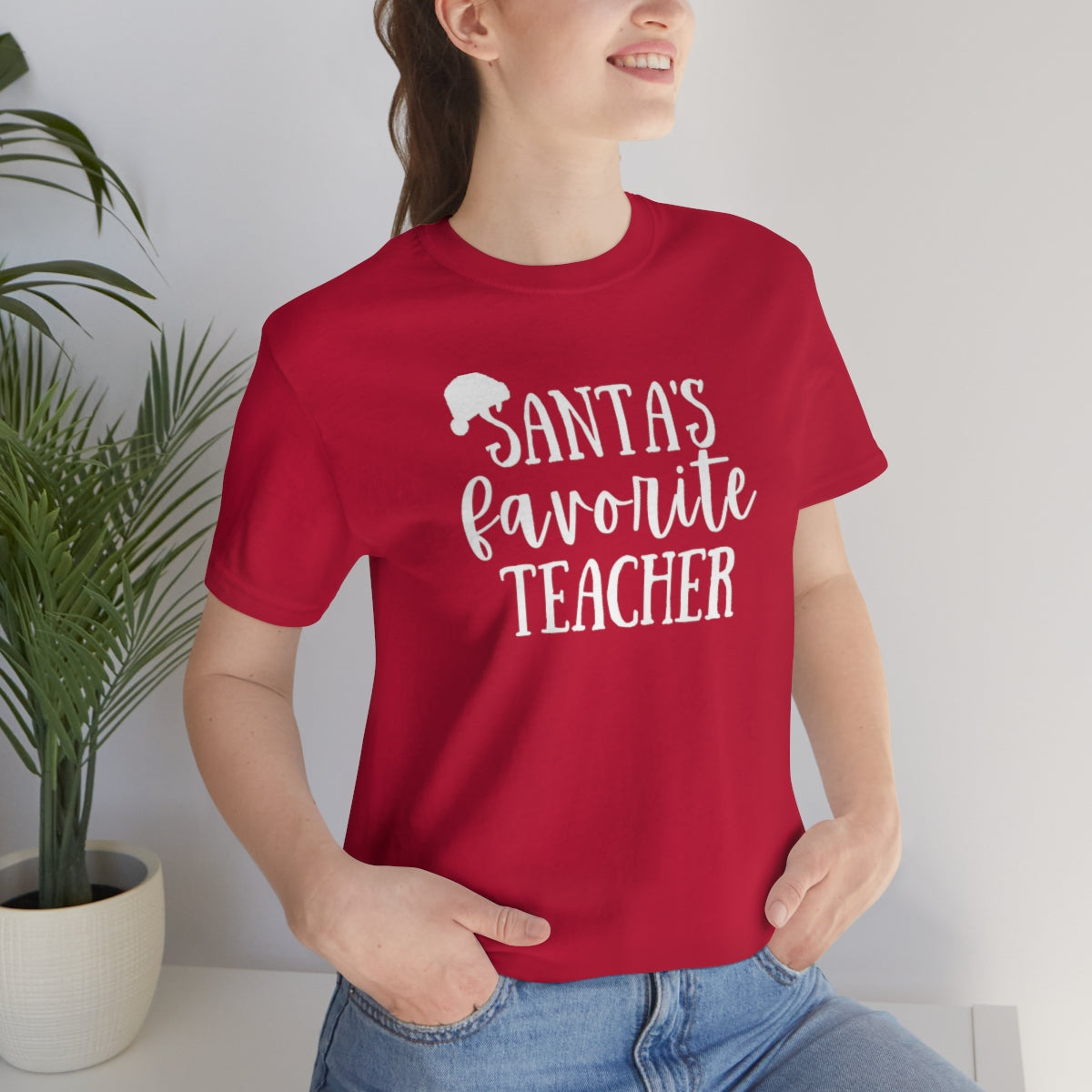 Santa's Favorite Teacher Unisex Jersey Short Sleeve Tee