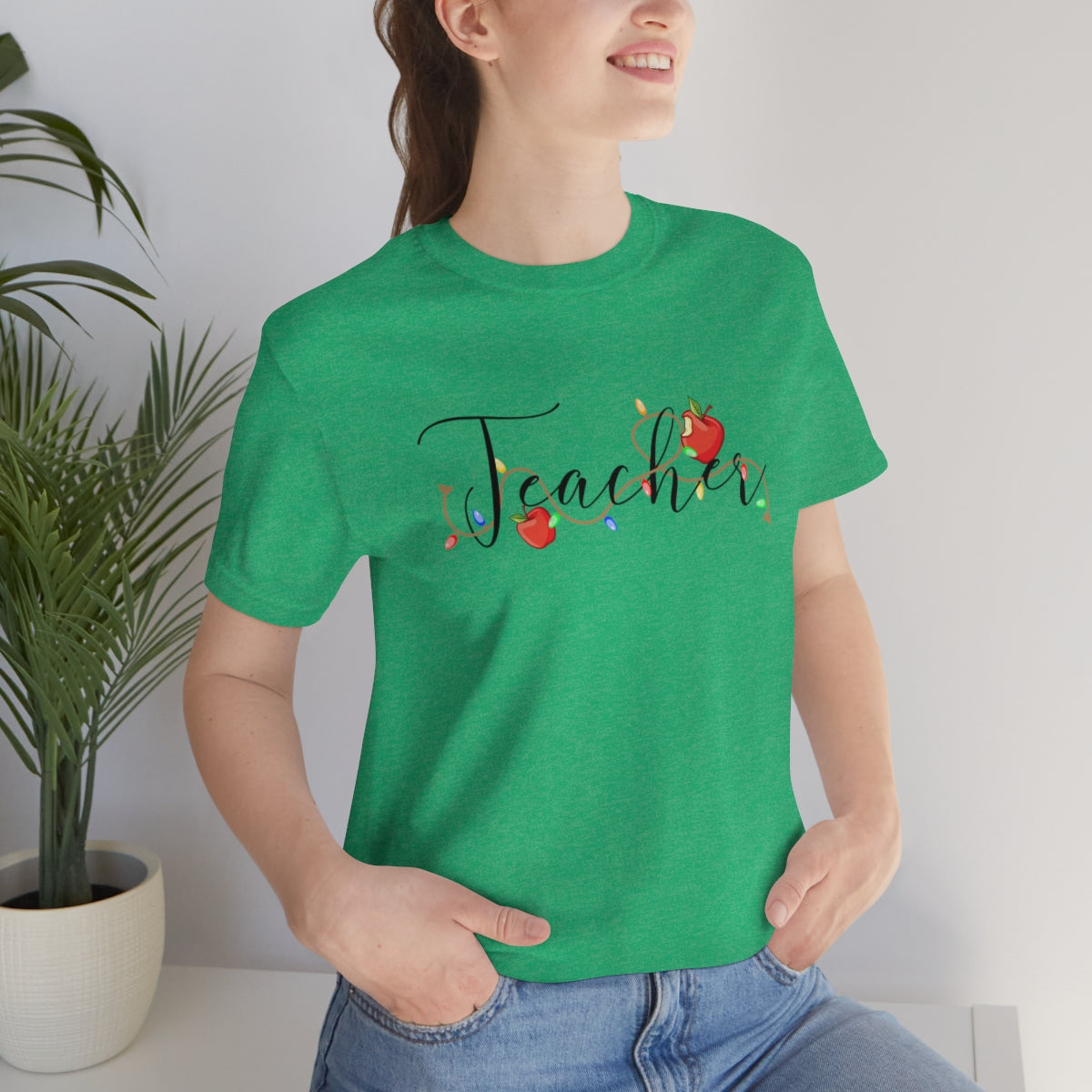 Holiday Lights Teacher Unisex Jersey Short Sleeve Tee