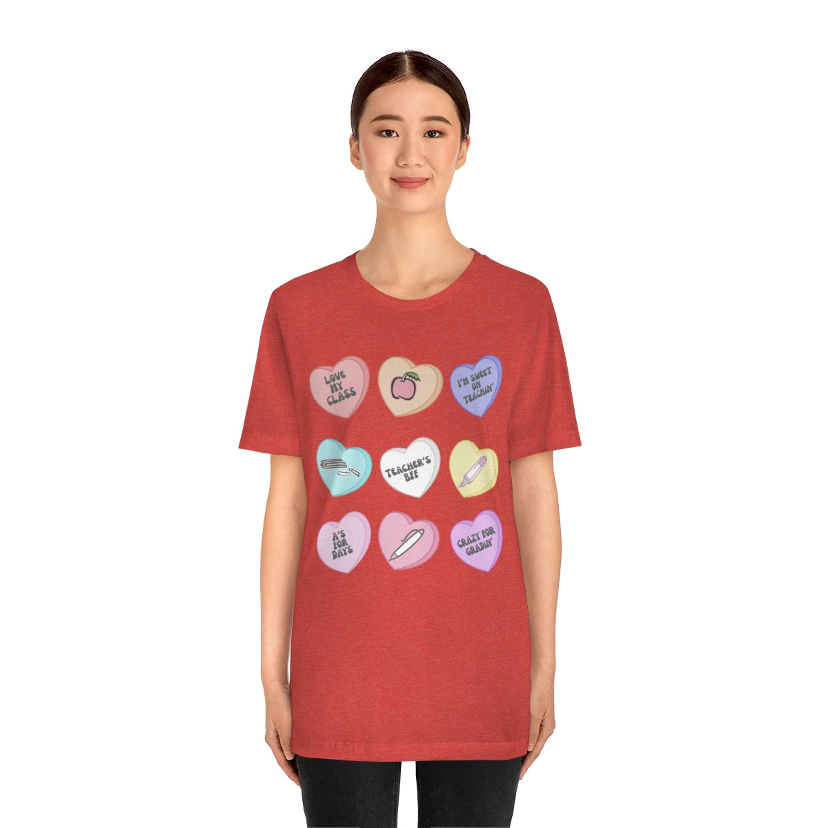 Teacher Conversation Hearts Unisex Jersey Short Sleeve Tee