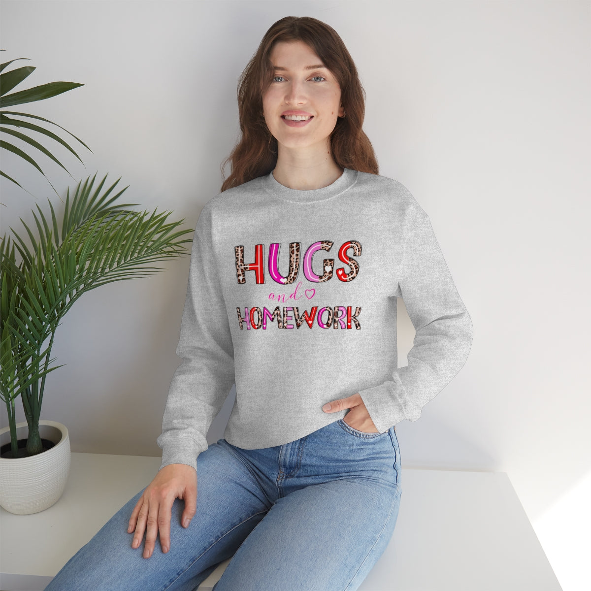 Hugs and Homework Unisex Heavy Blend™ Crewneck Sweatshirt