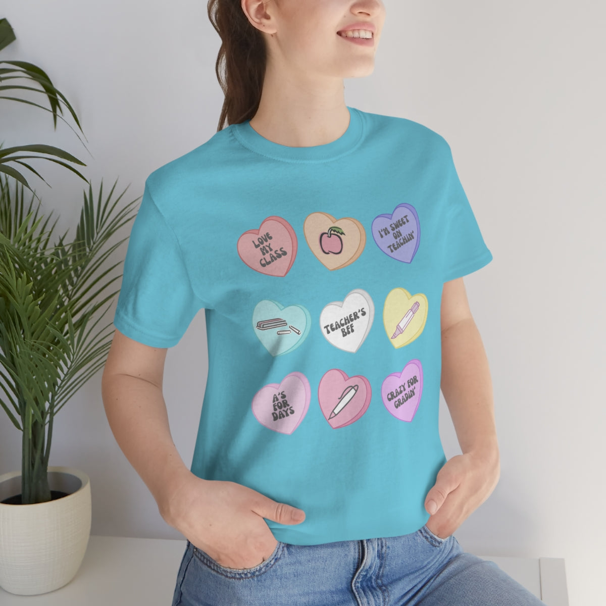 Teacher Conversation Hearts Unisex Jersey Short Sleeve Tee