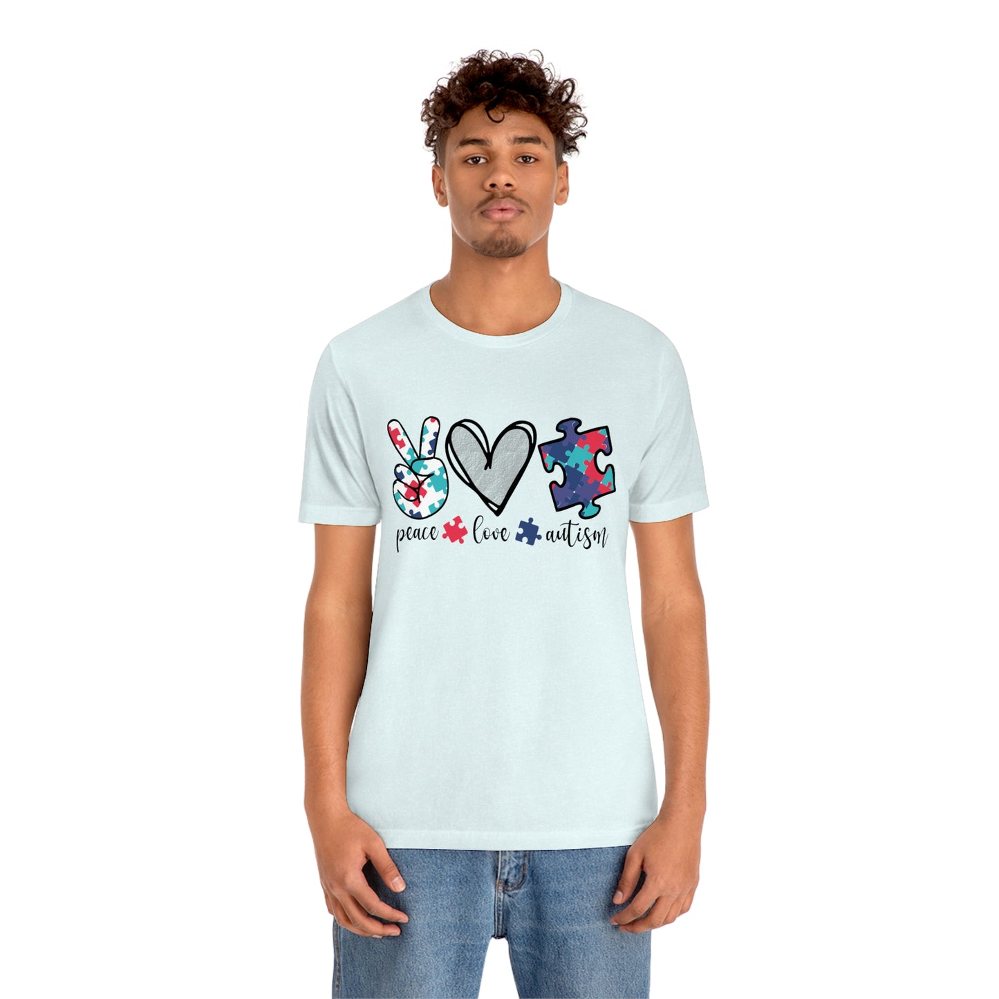 Peace Love Autism Unisex Jersey Short Sleeve Tee