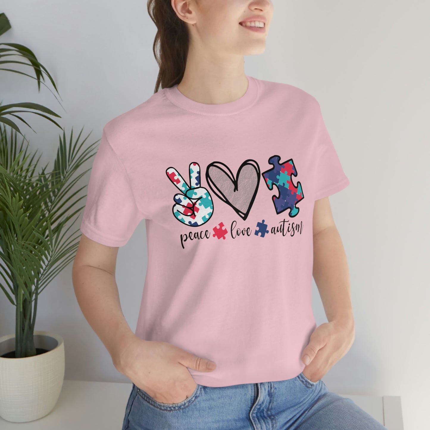 Peace Love Autism Unisex Jersey Short Sleeve Tee