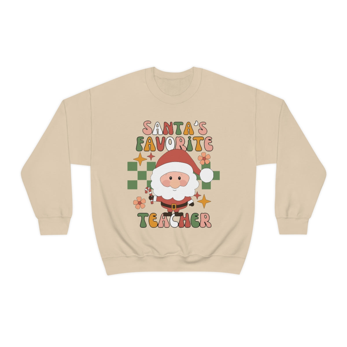 Santa's Favorite Teacher Retro Unisex Heavy Blend™ Crewneck Sweatshirt