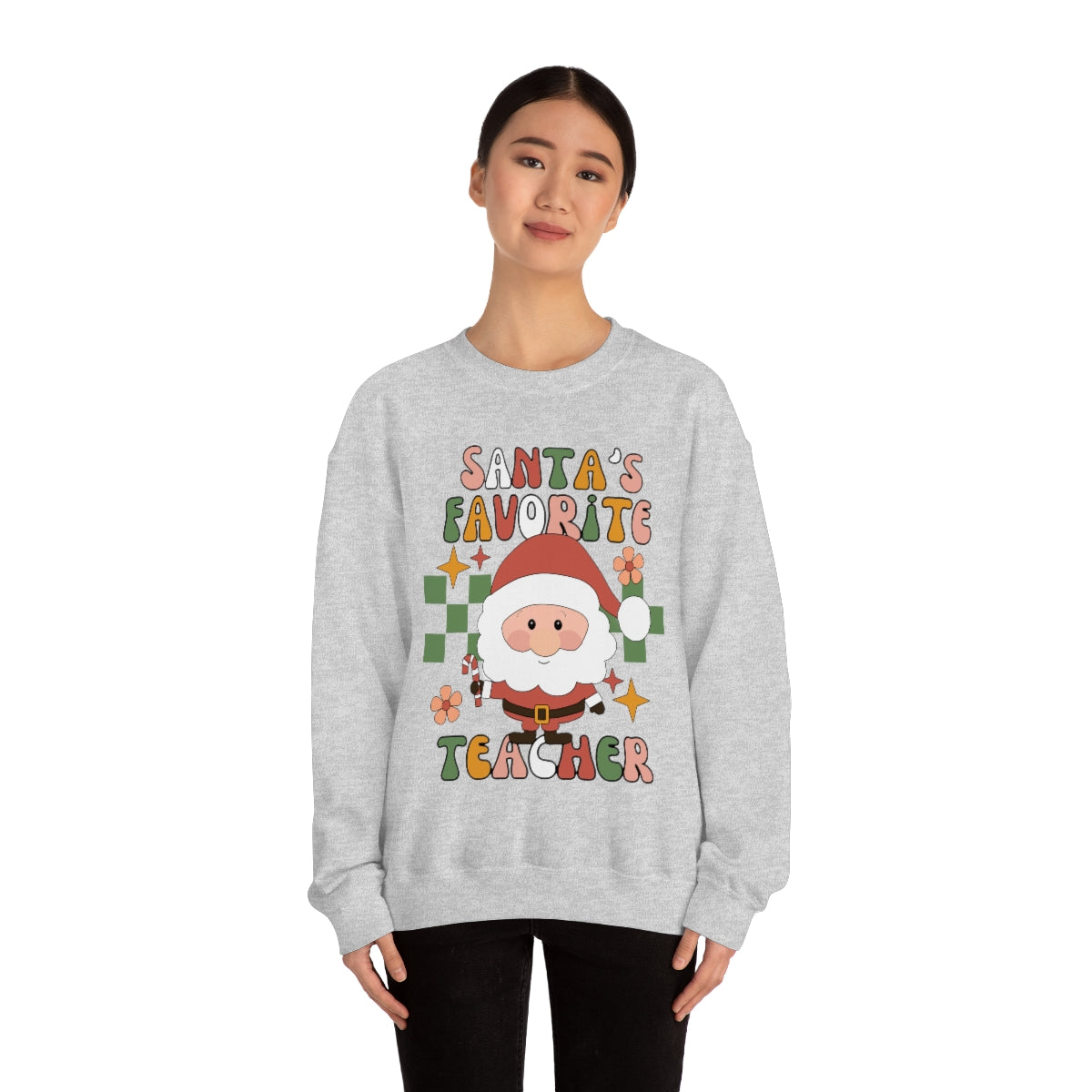 Santa's Favorite Teacher Retro Unisex Heavy Blend™ Crewneck Sweatshirt