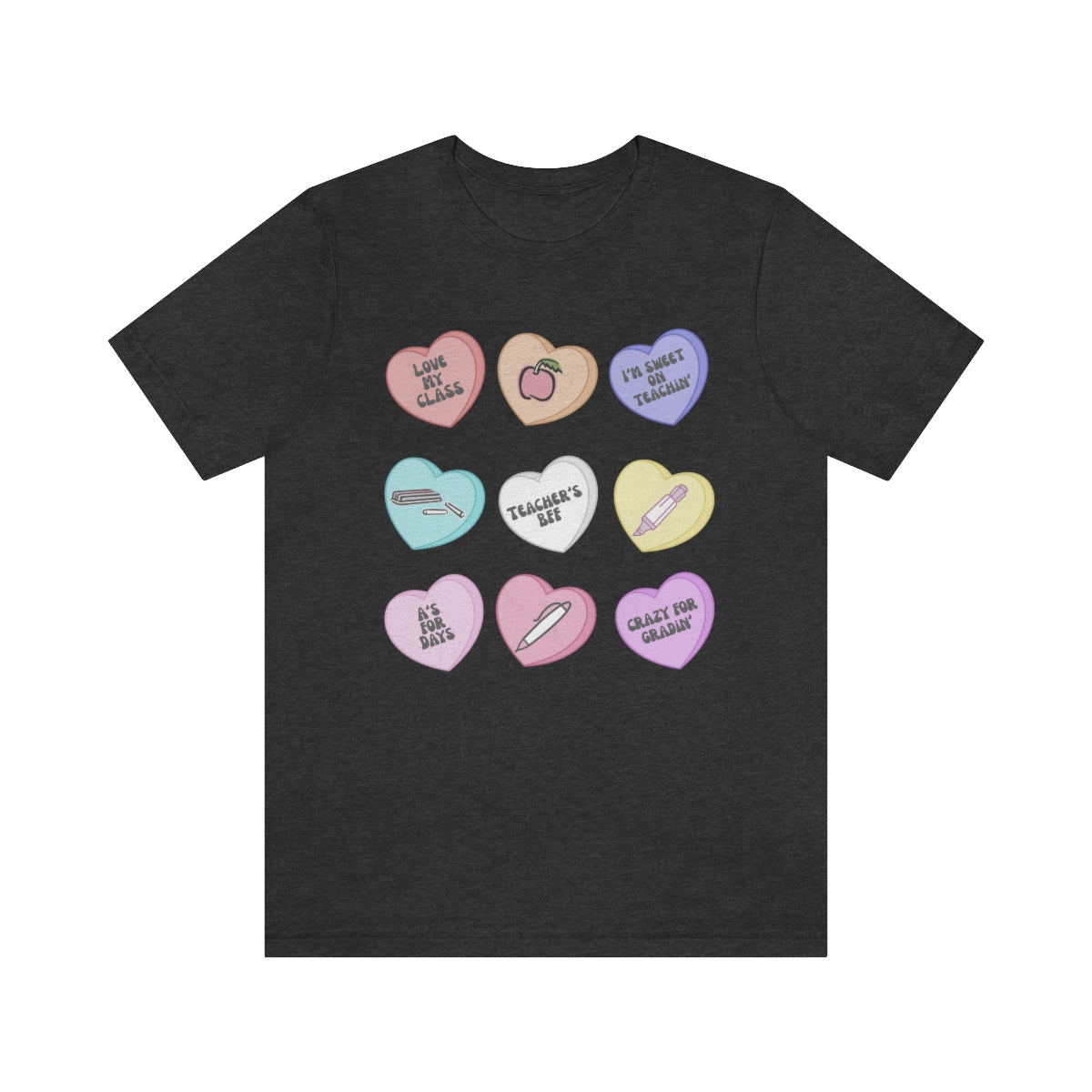 Teacher Conversation Hearts Unisex Jersey Short Sleeve Tee