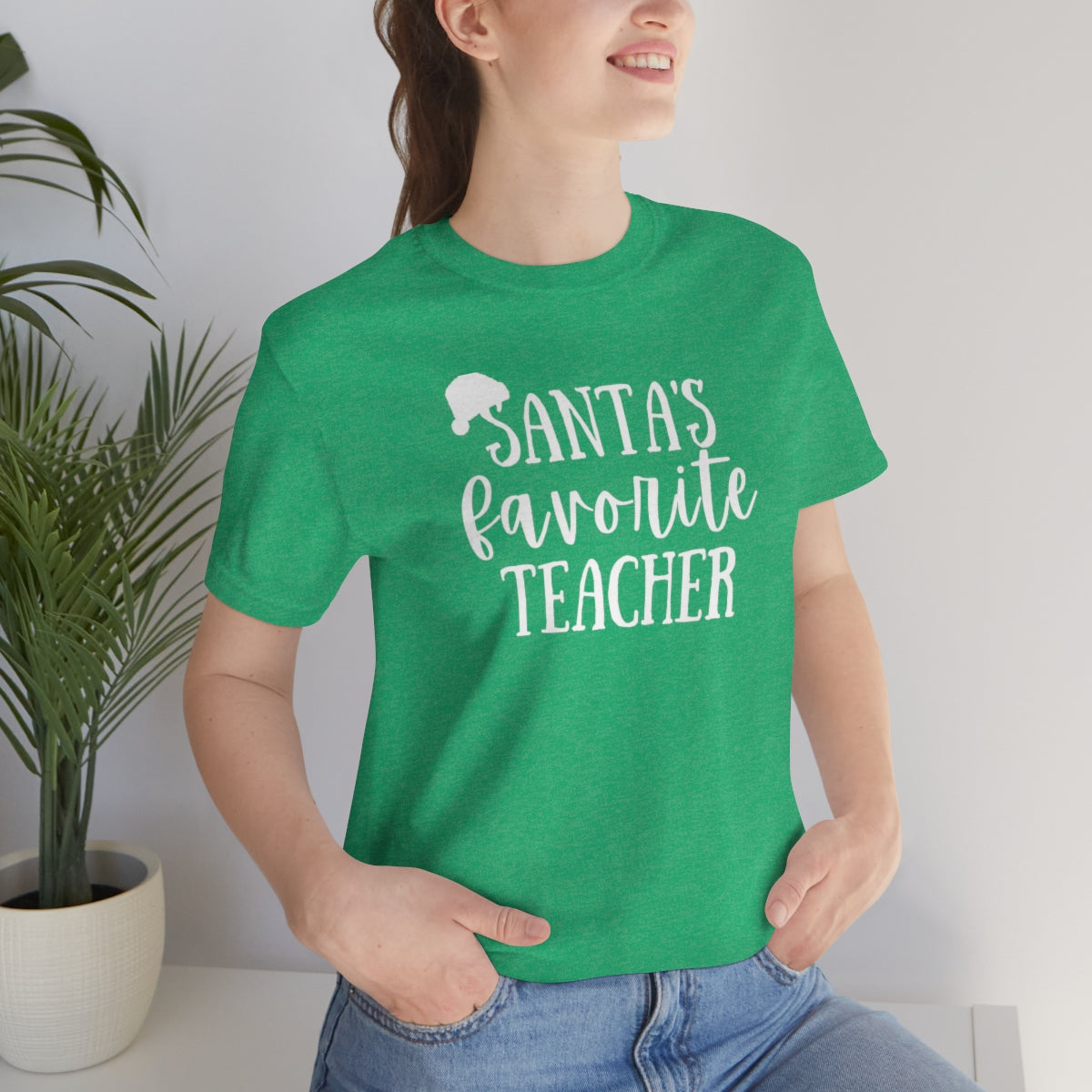 Santa's Favorite Teacher Unisex Jersey Short Sleeve Tee