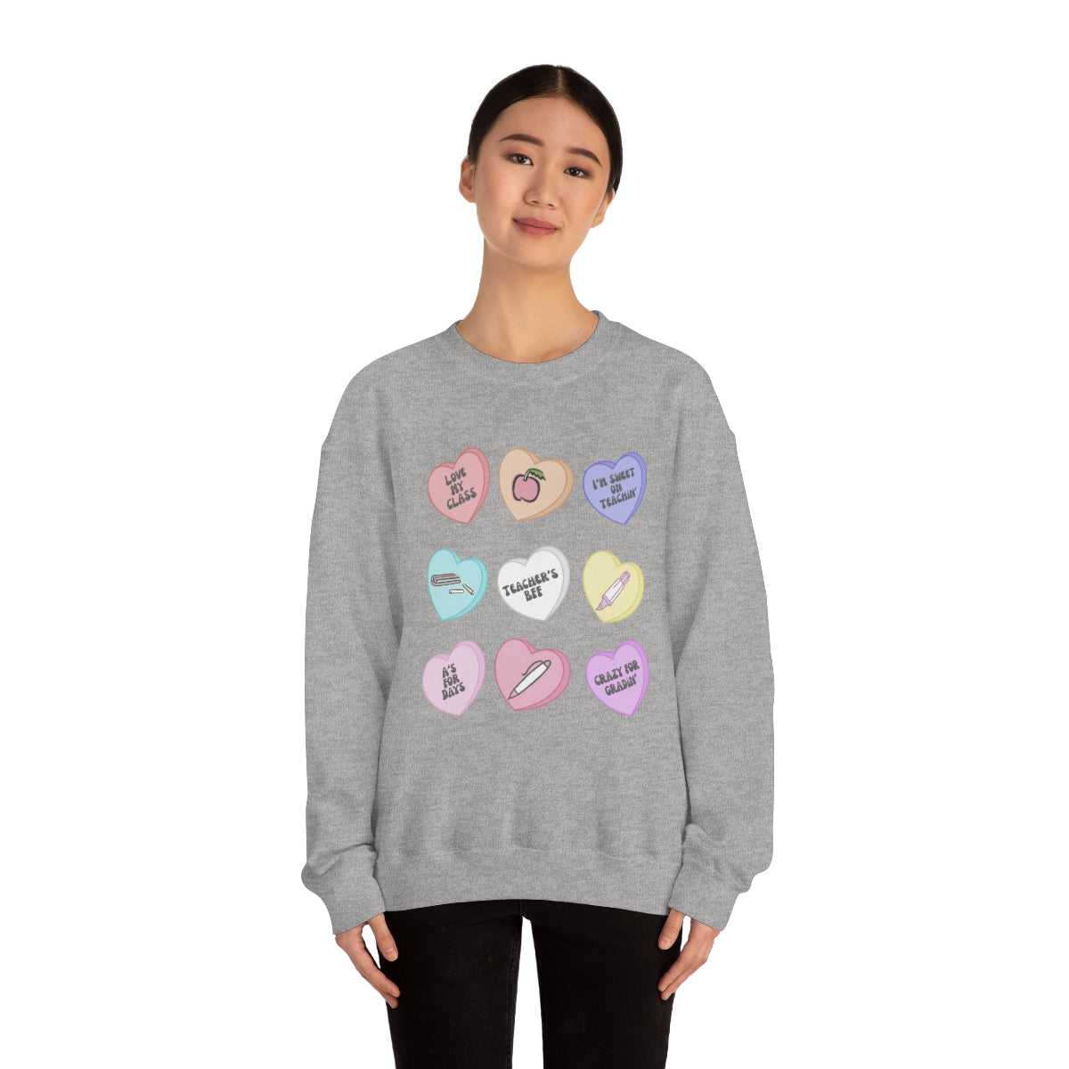 Teacher Conversation Hearts Unisex Heavy Blend™ Crewneck Sweatshirt