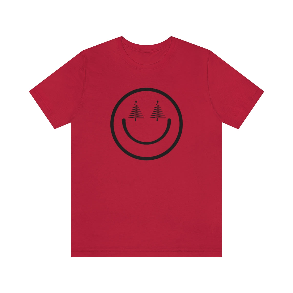 Smiley Face Holiday Trees Unisex Jersey Short Sleeve Tee