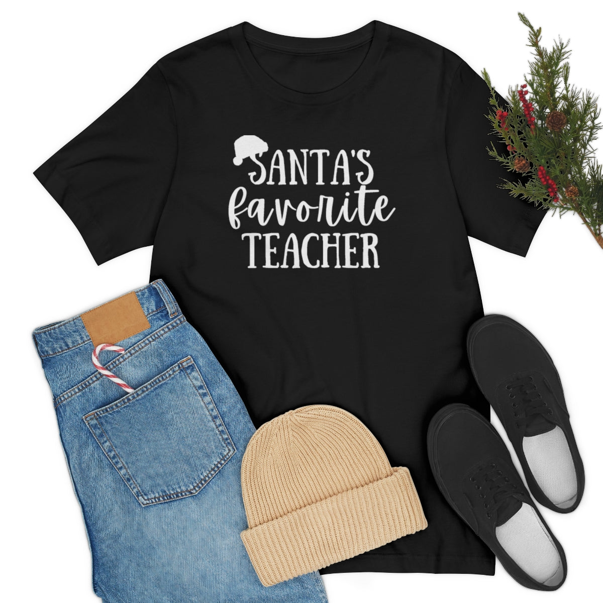 Santa's Favorite Teacher Unisex Jersey Short Sleeve Tee