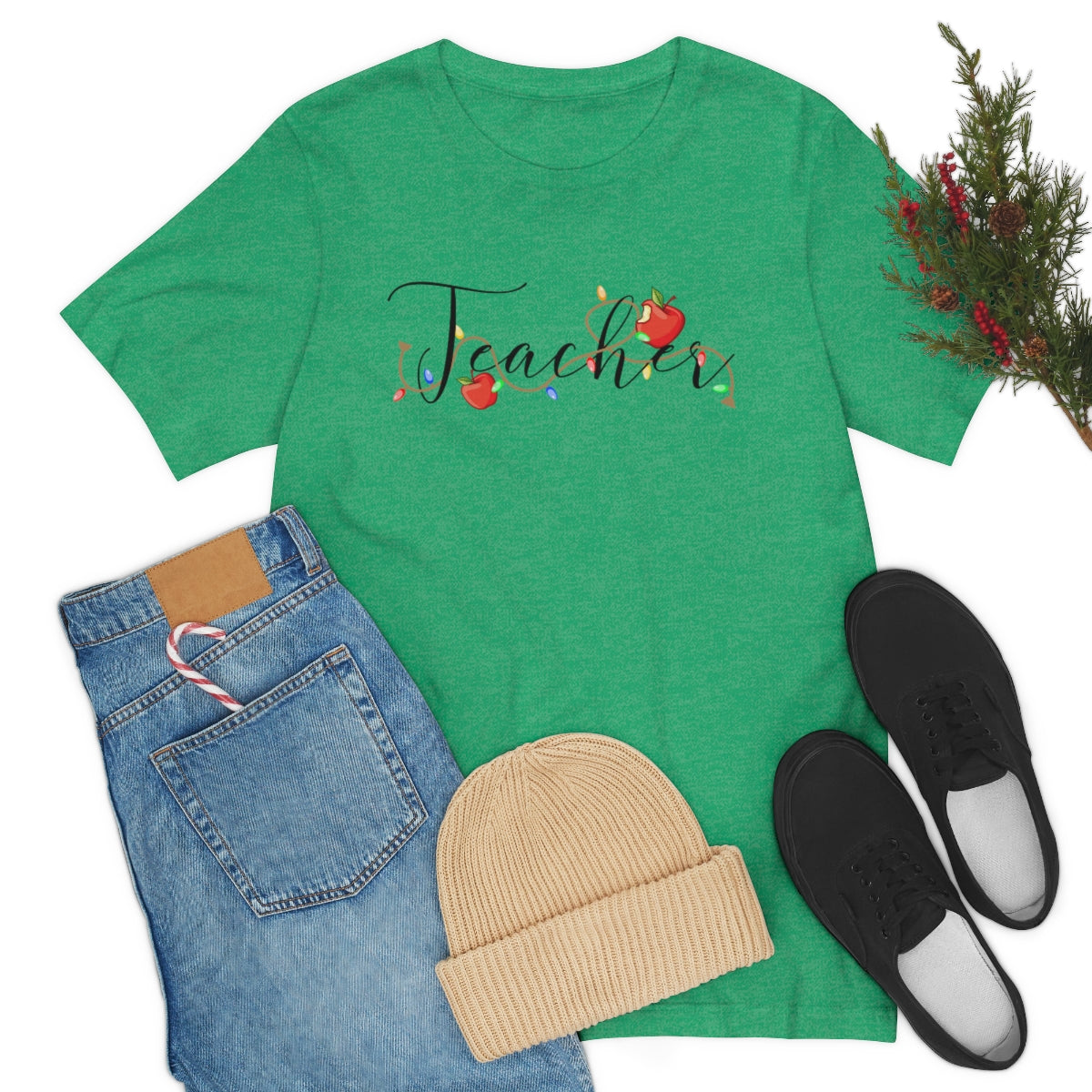 Holiday Lights Teacher Unisex Jersey Short Sleeve Tee