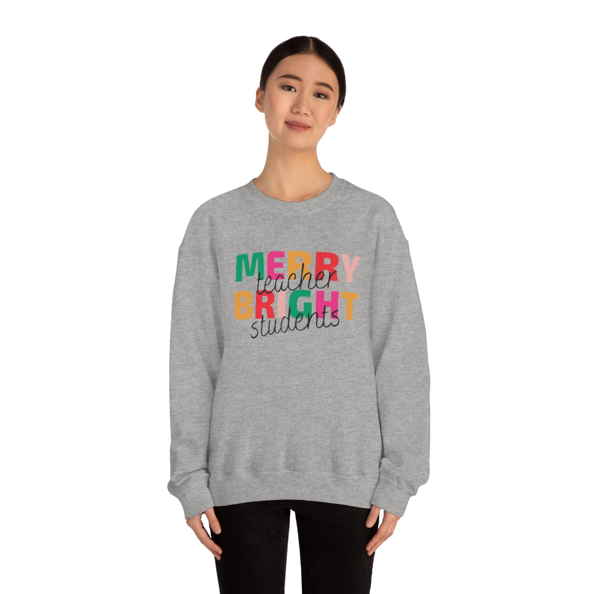 Merry Teacher Bright Students Unisex Heavy Blend™ Crewneck Sweatshirt