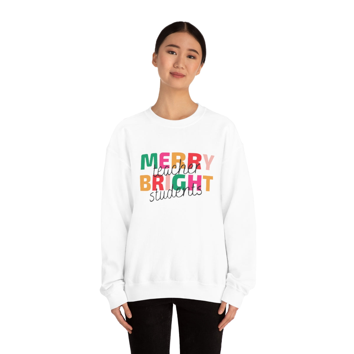 Merry Teacher Bright Students Unisex Heavy Blend™ Crewneck Sweatshirt