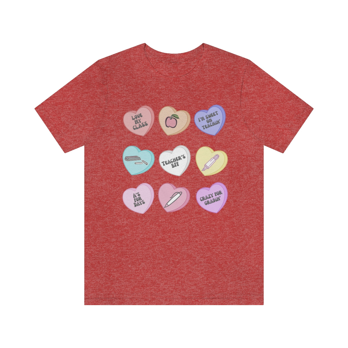 Teacher Conversation Hearts Unisex Jersey Short Sleeve Tee