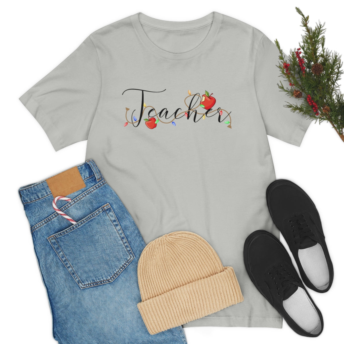 Holiday Lights Teacher Unisex Jersey Short Sleeve Tee