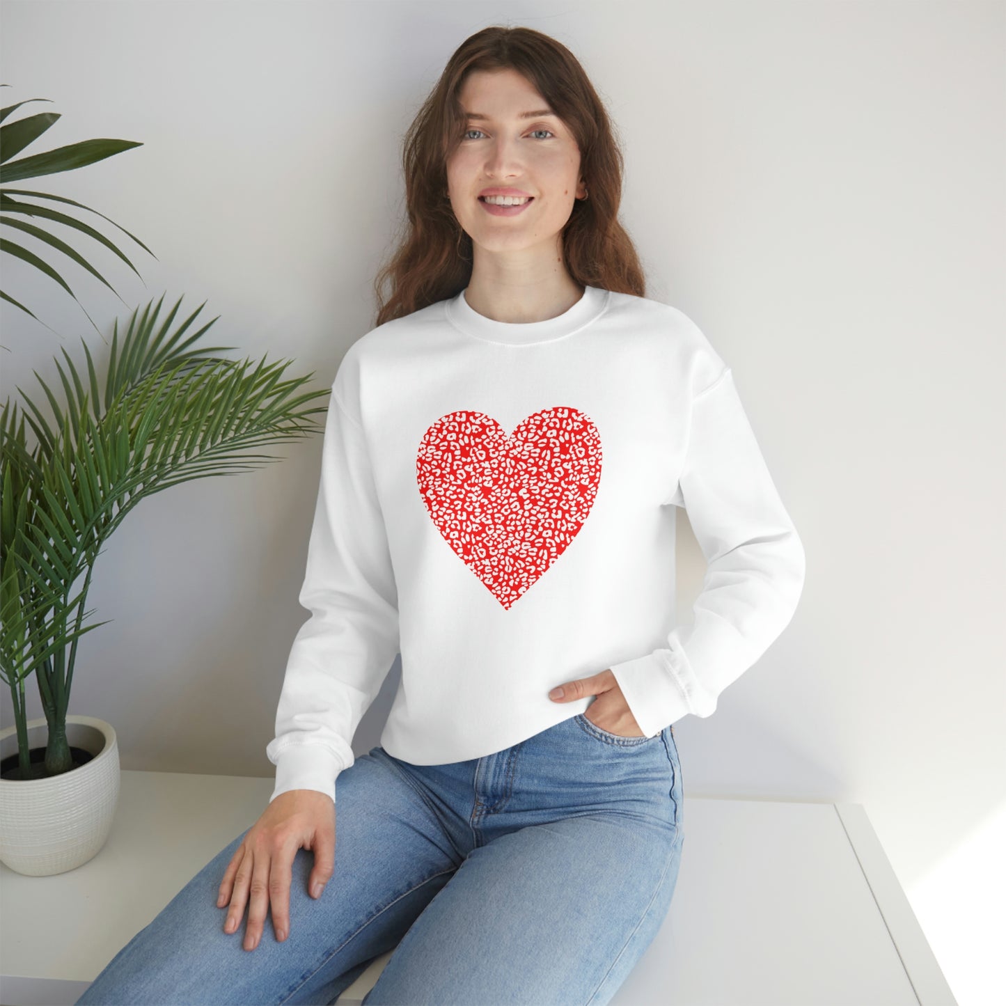 Leopard Heart Print Unisex Heavy Blend™ Crewneck Sweatshirt