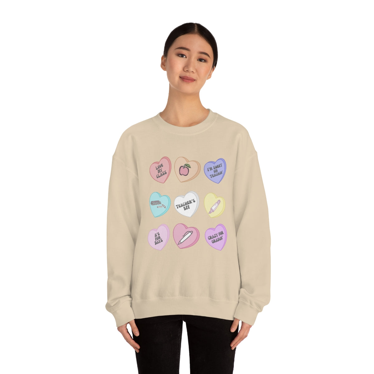 Teacher Conversation Hearts Unisex Heavy Blend™ Crewneck Sweatshirt