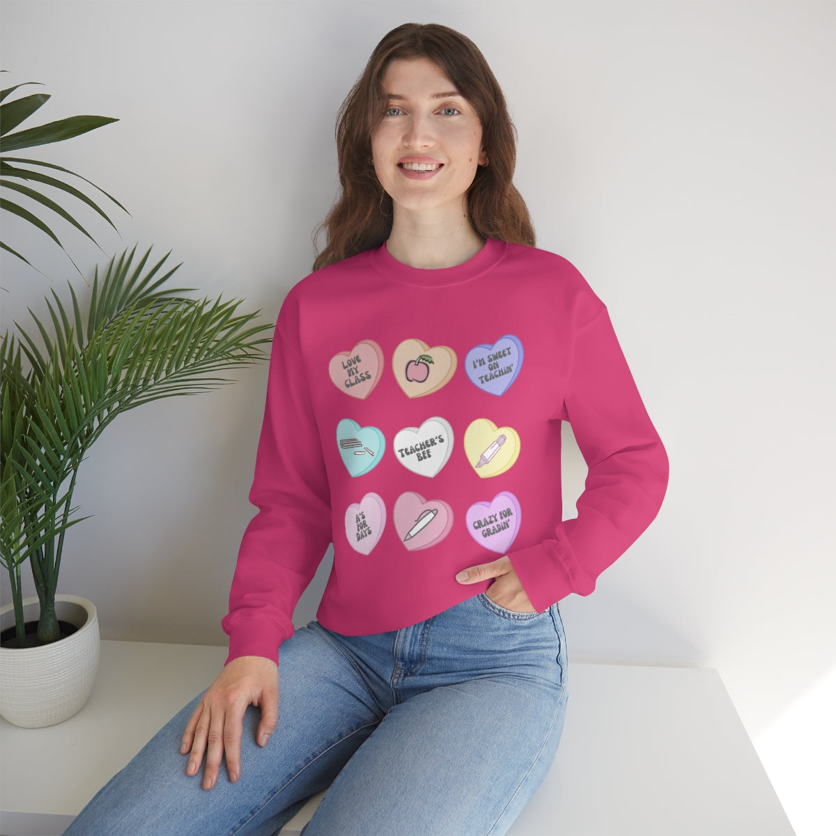 Teacher Conversation Hearts Unisex Heavy Blend™ Crewneck Sweatshirt