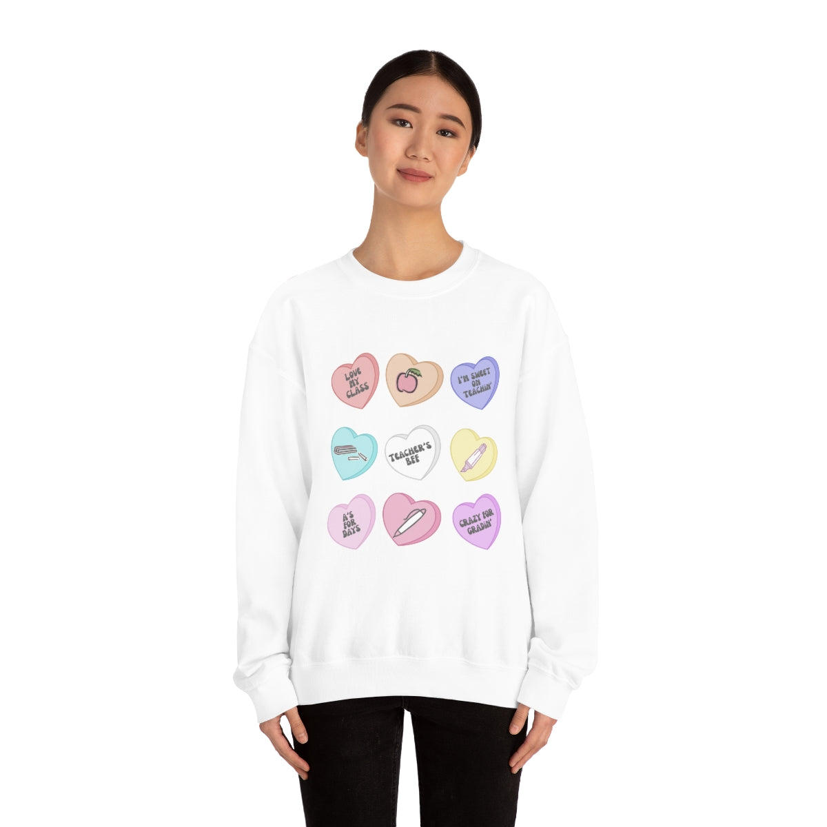 Teacher Conversation Hearts Unisex Heavy Blend™ Crewneck Sweatshirt