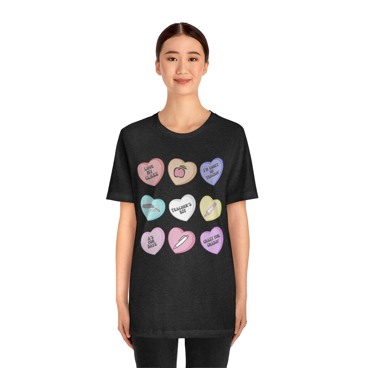 Teacher Conversation Hearts Unisex Jersey Short Sleeve Tee