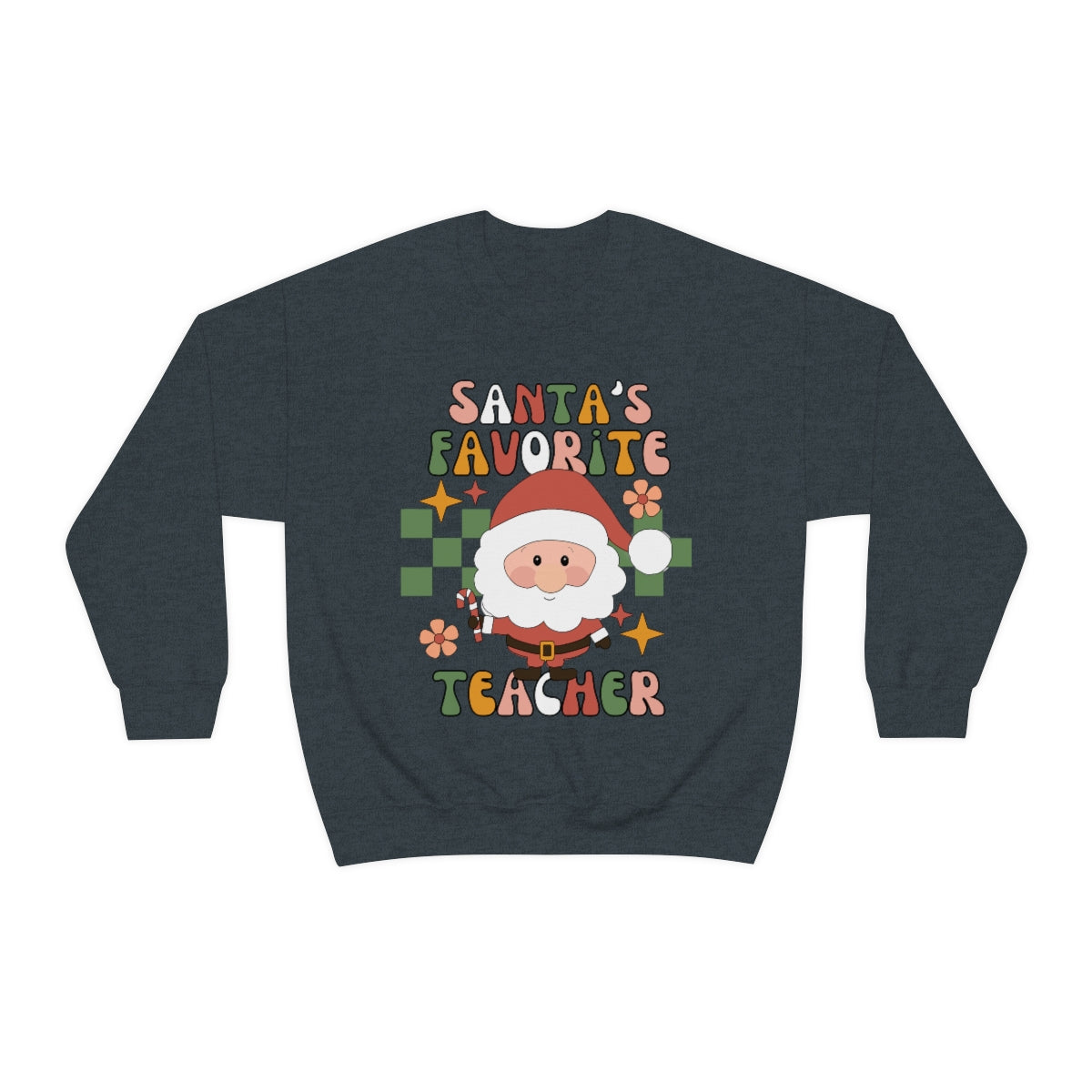 Santa's Favorite Teacher Retro Unisex Heavy Blend™ Crewneck Sweatshirt