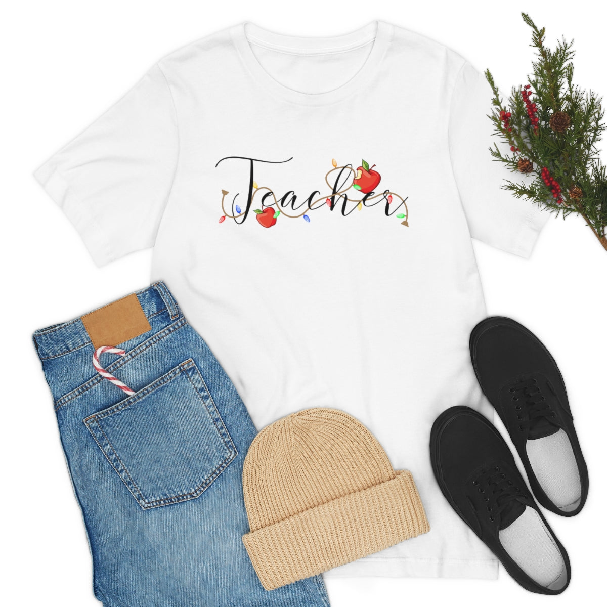 Holiday Lights Teacher Unisex Jersey Short Sleeve Tee