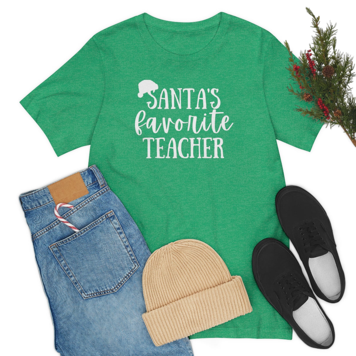 Santa's Favorite Teacher Unisex Jersey Short Sleeve Tee