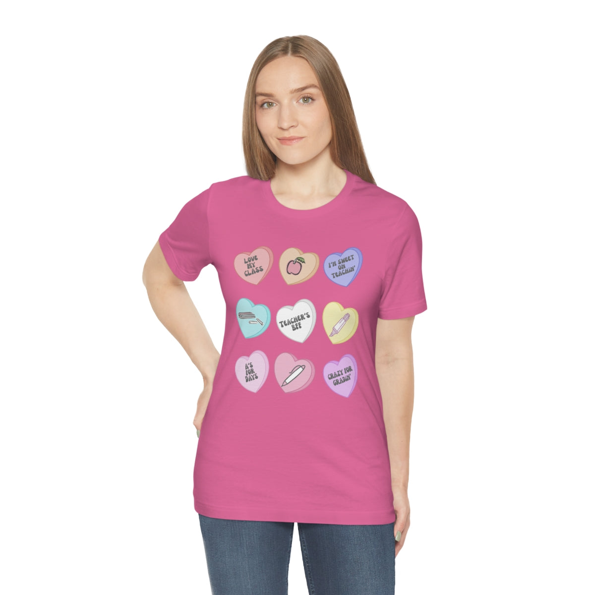 Teacher Conversation Hearts Unisex Jersey Short Sleeve Tee