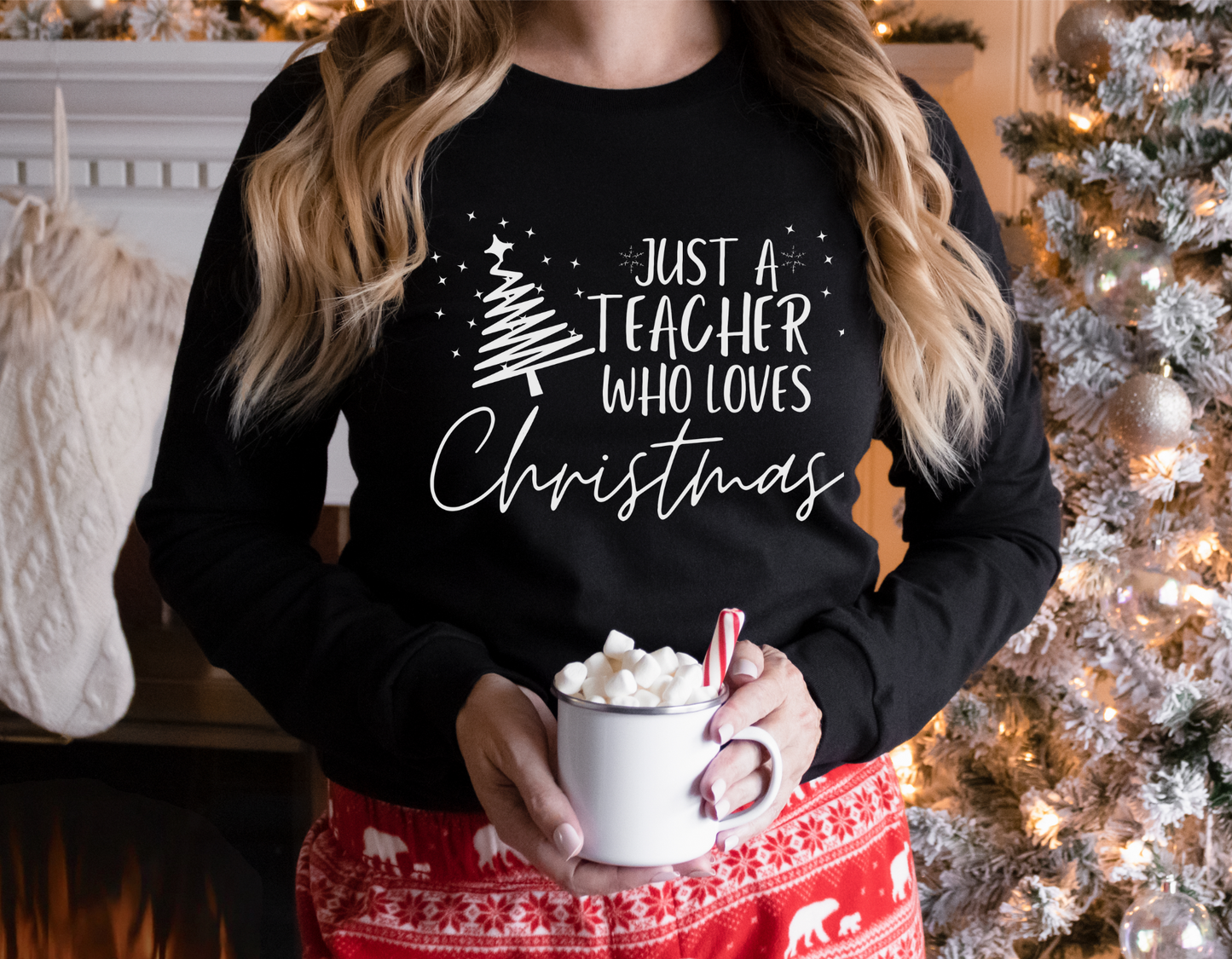 Just a Teacher Who Loves Christmas Unisex Jersey Long Sleeve Tee