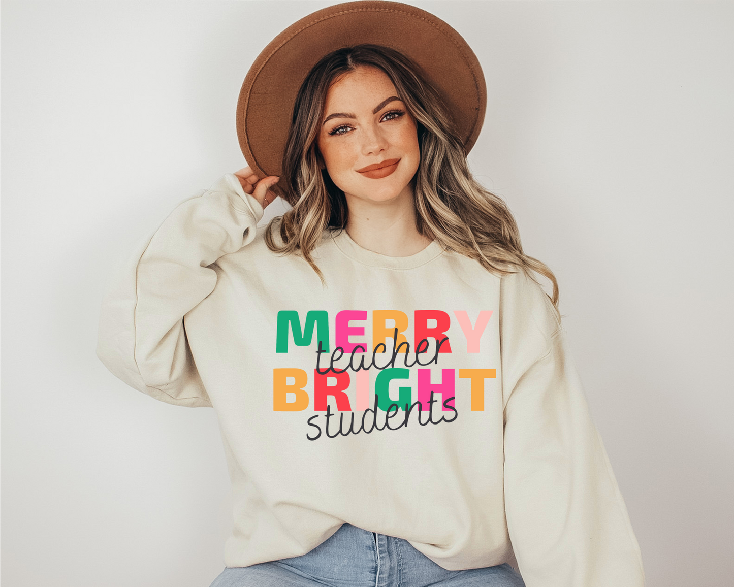 Merry Teacher Bright Students Unisex Heavy Blend™ Crewneck Sweatshirt