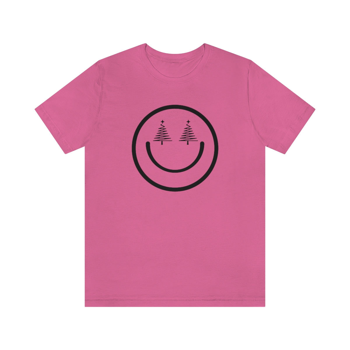 Smiley Face Holiday Trees Unisex Jersey Short Sleeve Tee